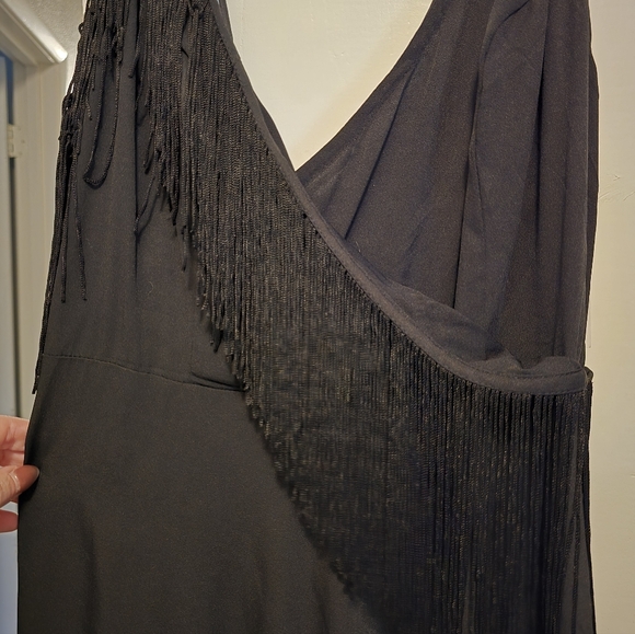 NWT ASOS Black Asymmetrical Fringe Dress - Picture 3 of 6